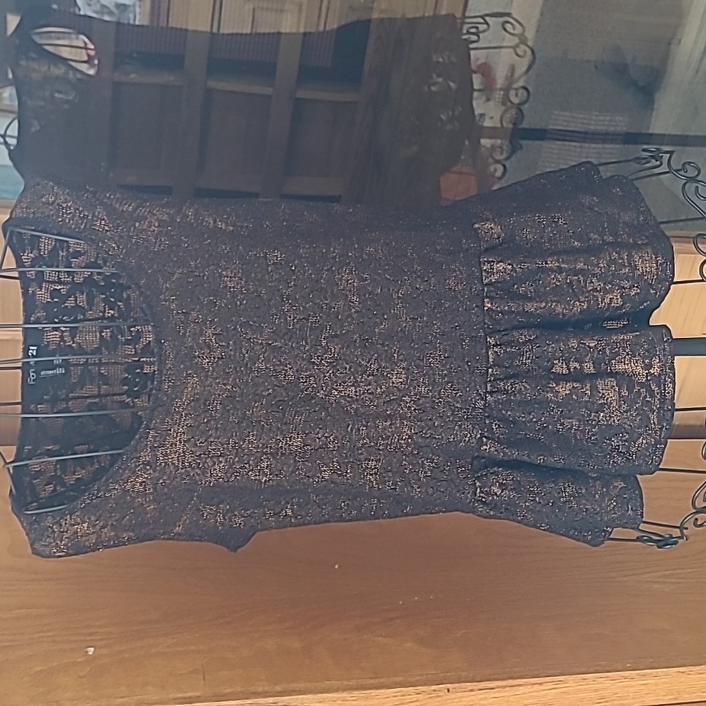 Forever 21 black and copper lace ruffle tank/sleeveless dress or casual top, M